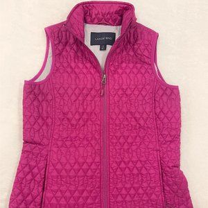 Lands End Women Fuchsia Vest Quilted Ultralight Packable Zip Pockets Primaloft S